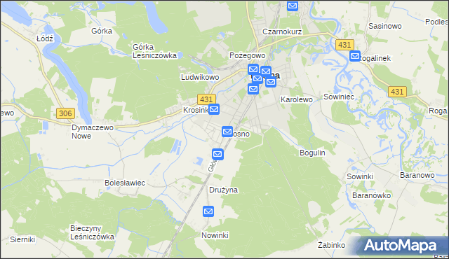 mapa Krosno gmina Mosina, Krosno gmina Mosina na mapie Targeo