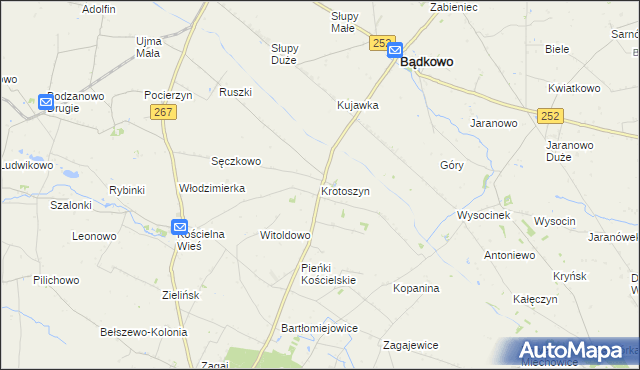 mapa Krotoszyn gmina Osięciny, Krotoszyn gmina Osięciny na mapie Targeo