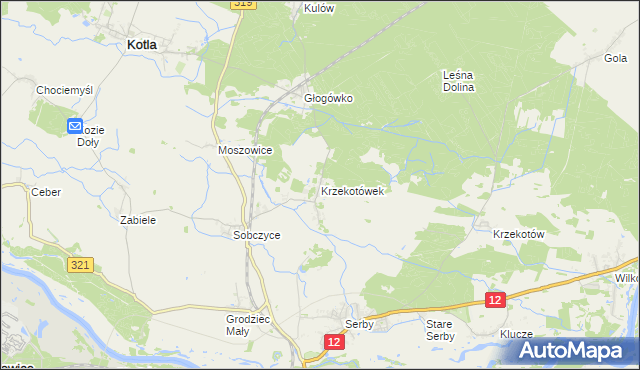 mapa Krzekotówek, Krzekotówek na mapie Targeo