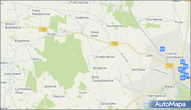 mapa Krześniaków, Krześniaków na mapie Targeo