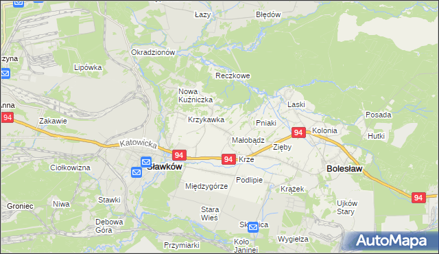 mapa Krzykawa, Krzykawa na mapie Targeo