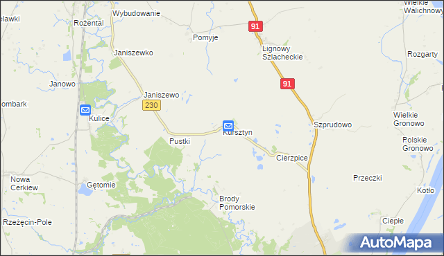 mapa Kursztyn, Kursztyn na mapie Targeo