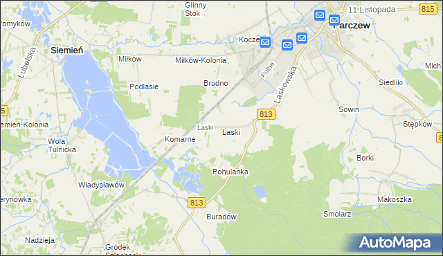 mapa Laski gmina Parczew, Laski gmina Parczew na mapie Targeo