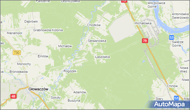 mapa Łaszówka, Łaszówka na mapie Targeo