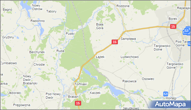 mapa Łążek gmina Lubawa, Łążek gmina Lubawa na mapie Targeo