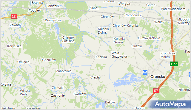 mapa Łaziska gmina Orońsko, Łaziska gmina Orońsko na mapie Targeo