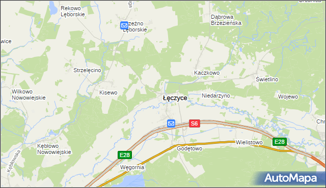 mapa Łęczyce powiat wejherowski, Łęczyce powiat wejherowski na mapie Targeo