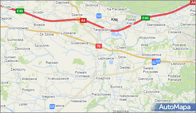 mapa Łężkowice, Łężkowice na mapie Targeo