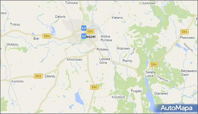 mapa Lipowa Góra gmina Reszel, Lipowa Góra gmina Reszel na mapie Targeo