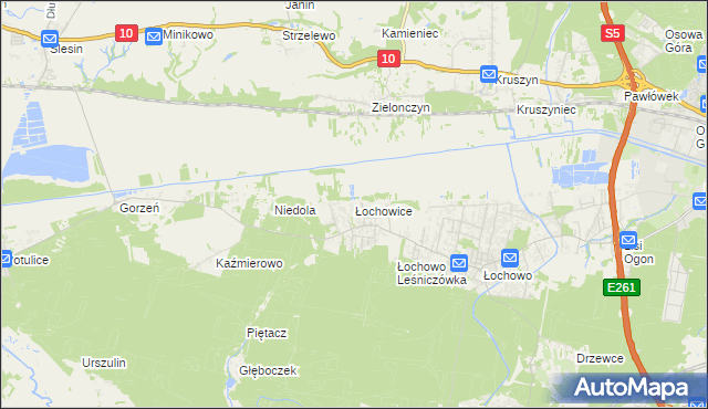 mapa Łochowice gmina Białe Błota, Łochowice gmina Białe Błota na mapie Targeo