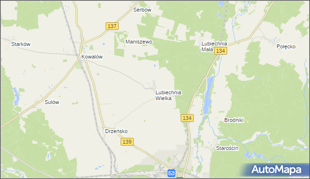 mapa Lubiechnia Wielka, Lubiechnia Wielka na mapie Targeo