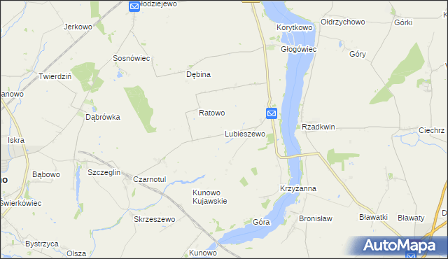 mapa Lubieszewo gmina Mogilno, Lubieszewo gmina Mogilno na mapie Targeo