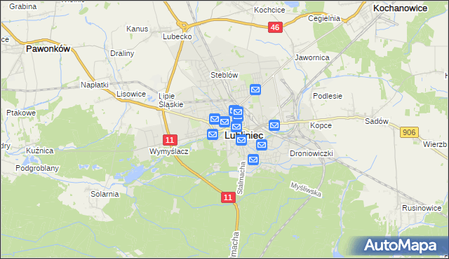mapa Lubliniec, Lubliniec na mapie Targeo
