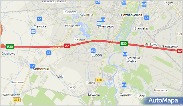 mapa Luboń powiat poznański, Luboń powiat poznański na mapie Targeo