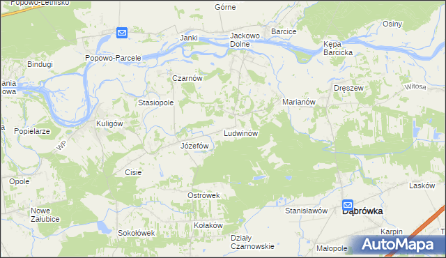 mapa Ludwinów gmina Dąbrówka, Ludwinów gmina Dąbrówka na mapie Targeo