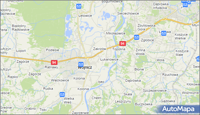 mapa Łukanowice, Łukanowice na mapie Targeo