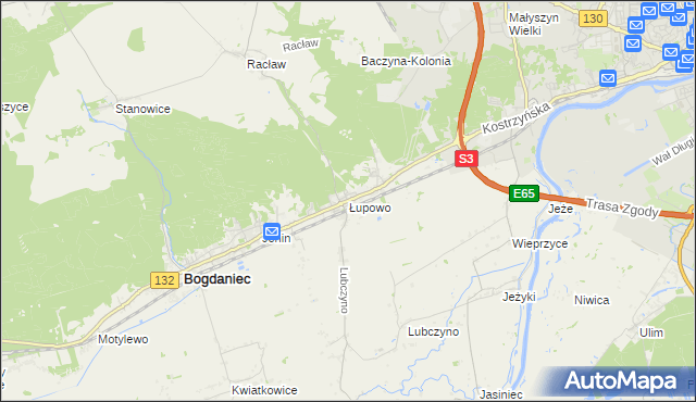 mapa Łupowo gmina Bogdaniec, Łupowo gmina Bogdaniec na mapie Targeo