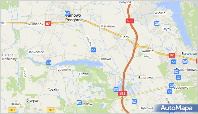 mapa Lusowo, Lusowo na mapie Targeo