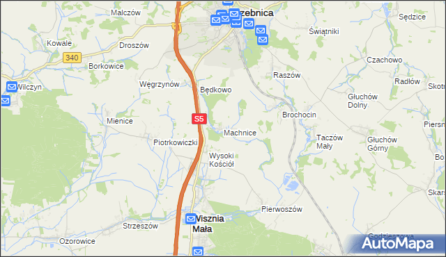 mapa Machnice, Machnice na mapie Targeo