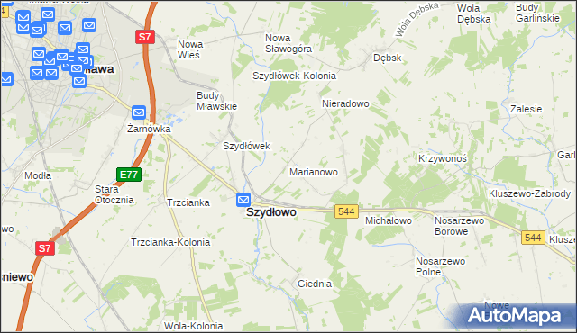 mapa Marianowo gmina Szydłowo, Marianowo gmina Szydłowo na mapie Targeo