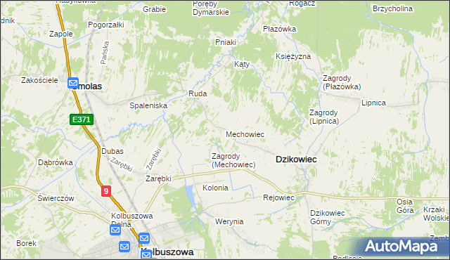 mapa Mechowiec, Mechowiec na mapie Targeo