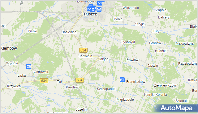 mapa Miąse, Miąse na mapie Targeo