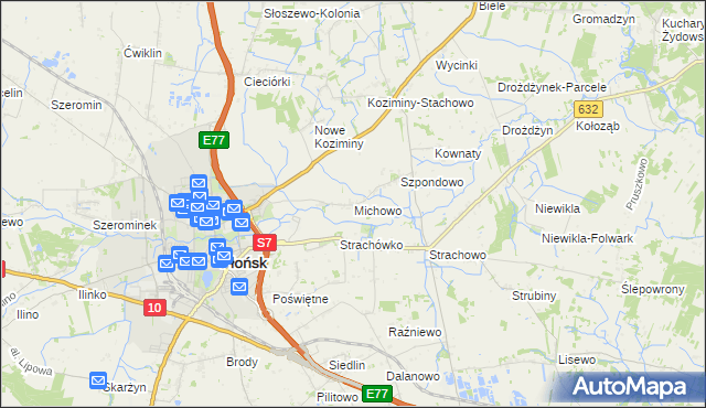 mapa Michowo, Michowo na mapie Targeo