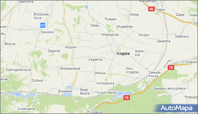 mapa Mikołajewice gmina Irządze, Mikołajewice gmina Irządze na mapie Targeo