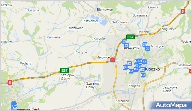 mapa Mikowice gmina Kłodzko, Mikowice gmina Kłodzko na mapie Targeo