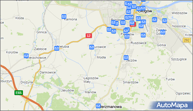 mapa Modła gmina Jerzmanowa, Modła gmina Jerzmanowa na mapie Targeo