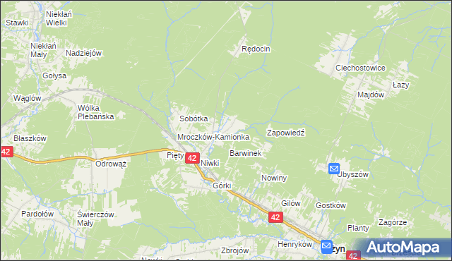 mapa Mroczków-Kapturów, Mroczków-Kapturów na mapie Targeo