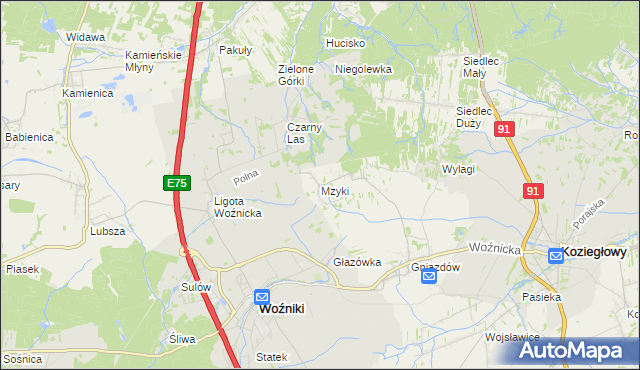 mapa Mzyki, Mzyki na mapie Targeo