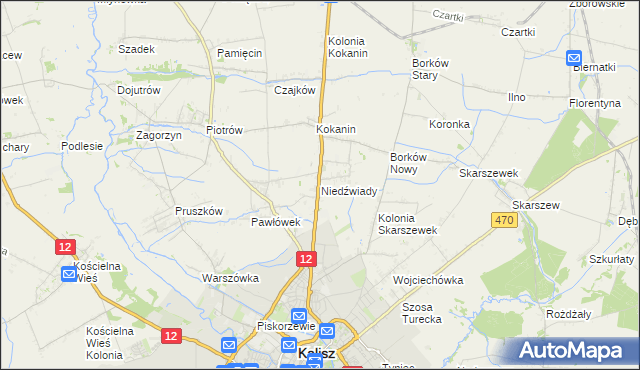 mapa Niedźwiady gmina Żelazków, Niedźwiady gmina Żelazków na mapie Targeo