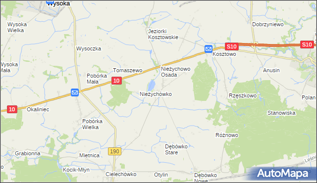 mapa Nieżychowo, Nieżychowo na mapie Targeo