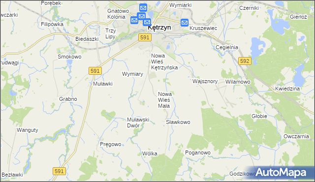 mapa Nowa Wieś Mała gmina Kętrzyn, Nowa Wieś Mała gmina Kętrzyn na mapie Targeo