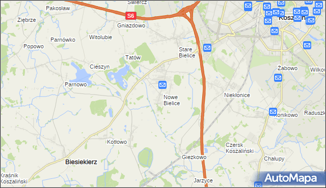 mapa Nowe Bielice, Nowe Bielice na mapie Targeo