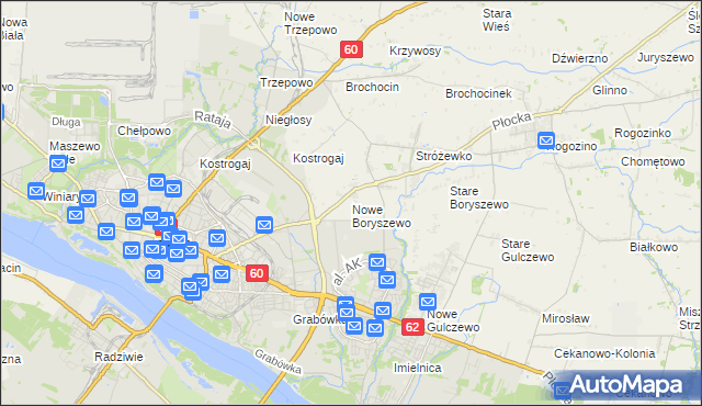 mapa Nowe Boryszewo, Nowe Boryszewo na mapie Targeo