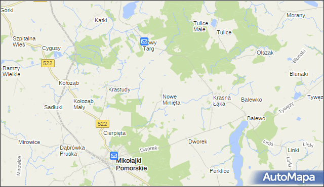 mapa Nowe Minięta, Nowe Minięta na mapie Targeo
