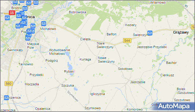 mapa Nowe Świerczyny, Nowe Świerczyny na mapie Targeo