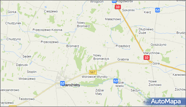 mapa Nowy Bromierzyk, Nowy Bromierzyk na mapie Targeo