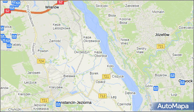 mapa Obórki gmina Konstancin-Jeziorna, Obórki gmina Konstancin-Jeziorna na mapie Targeo