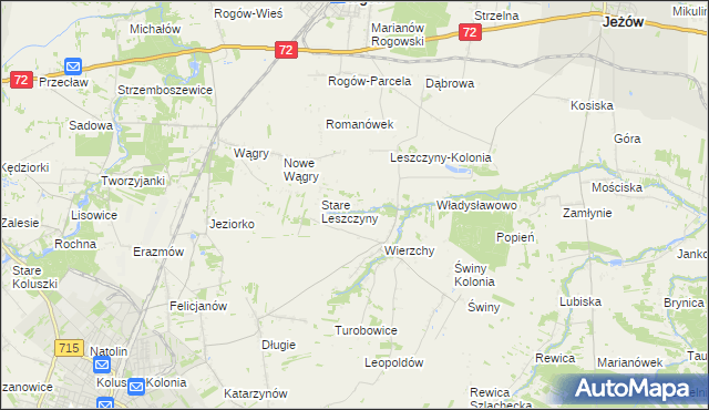 mapa Olszewo gmina Jeżów, Olszewo gmina Jeżów na mapie Targeo