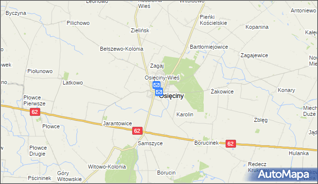 mapa Osięciny, Osięciny na mapie Targeo