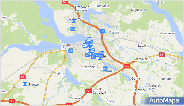 mapa Ostróda, Ostróda na mapie Targeo