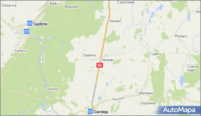 mapa Otłowiec, Otłowiec na mapie Targeo