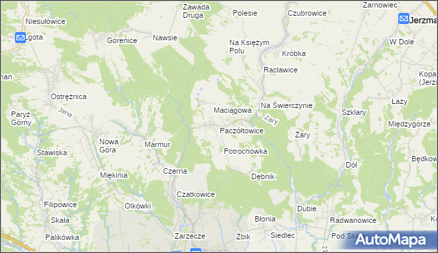 mapa Paczółtowice, Paczółtowice na mapie Targeo