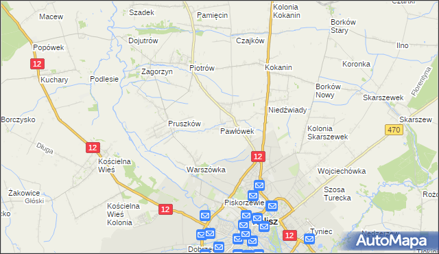 mapa Pawłówek gmina Blizanów, Pawłówek gmina Blizanów na mapie Targeo