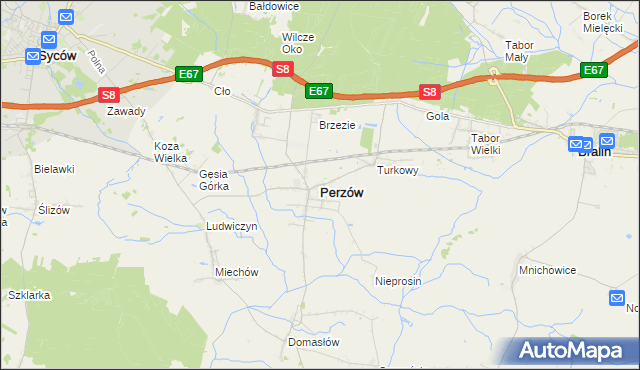 mapa Perzów, Perzów na mapie Targeo