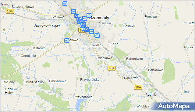 mapa Piaskowo gmina Szamotuły, Piaskowo gmina Szamotuły na mapie Targeo