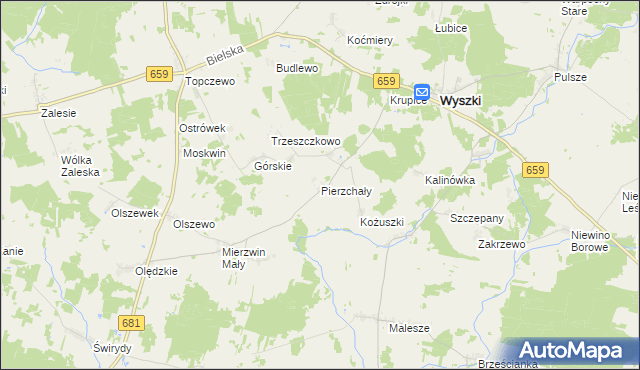 mapa Pierzchały gmina Wyszki, Pierzchały gmina Wyszki na mapie Targeo